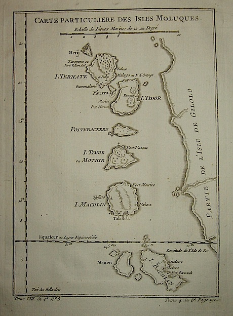 Bellin Jacques-Nicolas (1703-1772) Carte particuliere des Isles Moluques 1750 ca. Parigi 